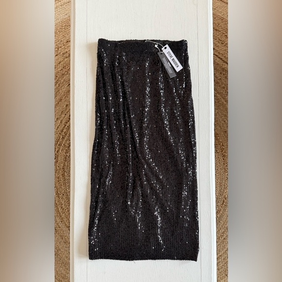 Steve Madden Shimmering Black Sequin Midi Skirt - Picture 3 of 3